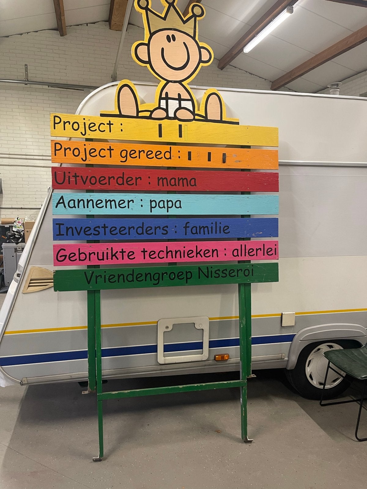 Uniek Geboortebord 'Project Baby' met kroon, Ophalen, Gebruikt, Geboortebord