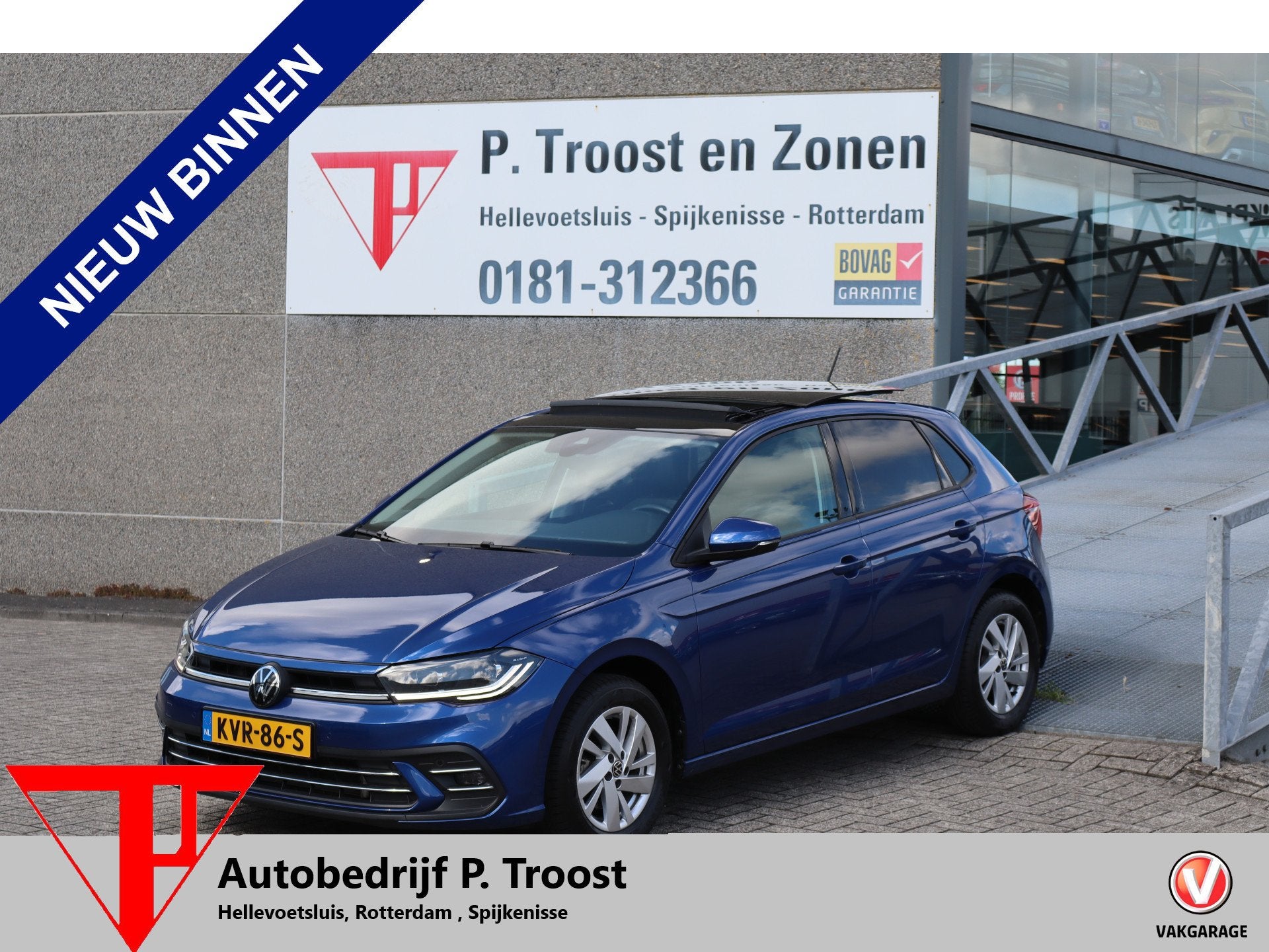 Volkswagen Polo 1.0 TSI Panoramadak/Apple carplay/Digitale t, Auto's, Stof, Gebruikt, Blauw, Bedrijf