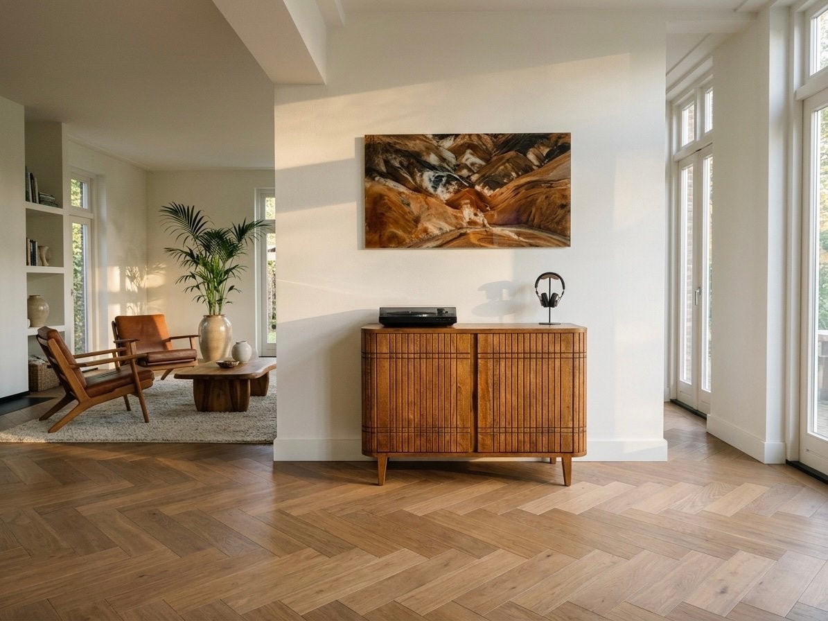 Luxe massief Japandi Dressoir | 112 cm breed, Met deur(en), 100 tot 150 cm, Japandi, midcentury, scandinavisch, Nieuw