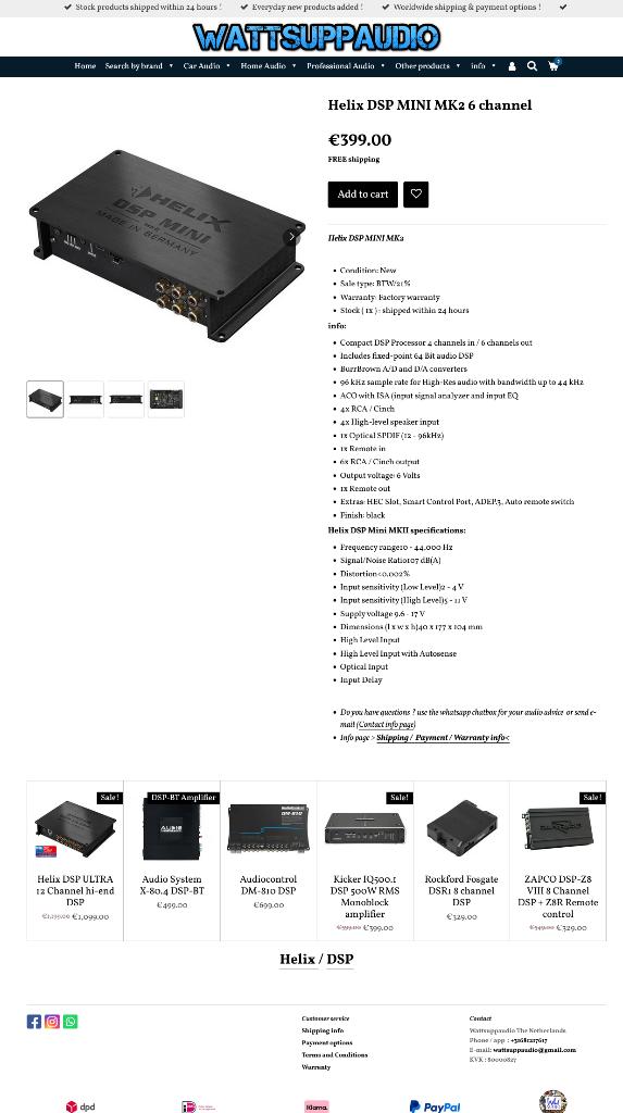 Helix DSP MINI MK2 6 kanaals DSP / Digital Sound Processor, Auto diversen, Autospeakers, ., Nieuw, Ophalen of Verzenden, .