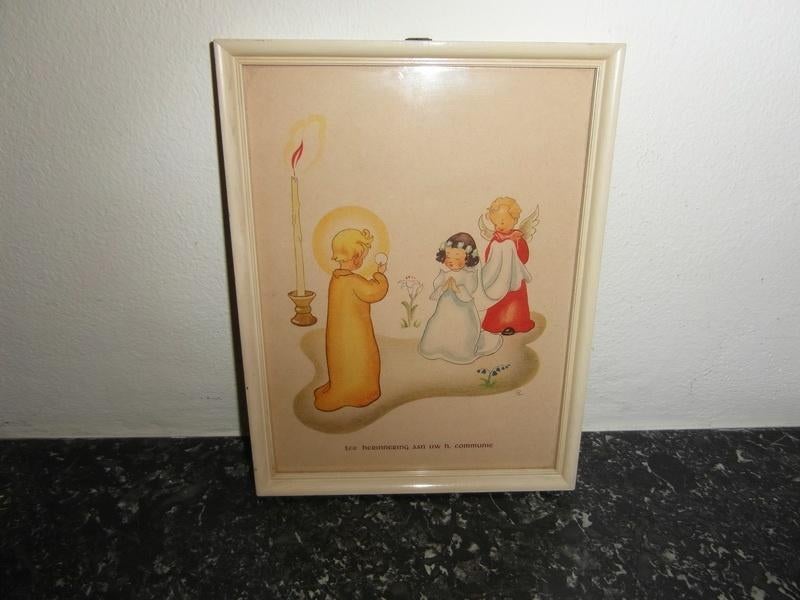 oud communieschilderijtje, Antiek en Kunst, Ophalen of Verzenden