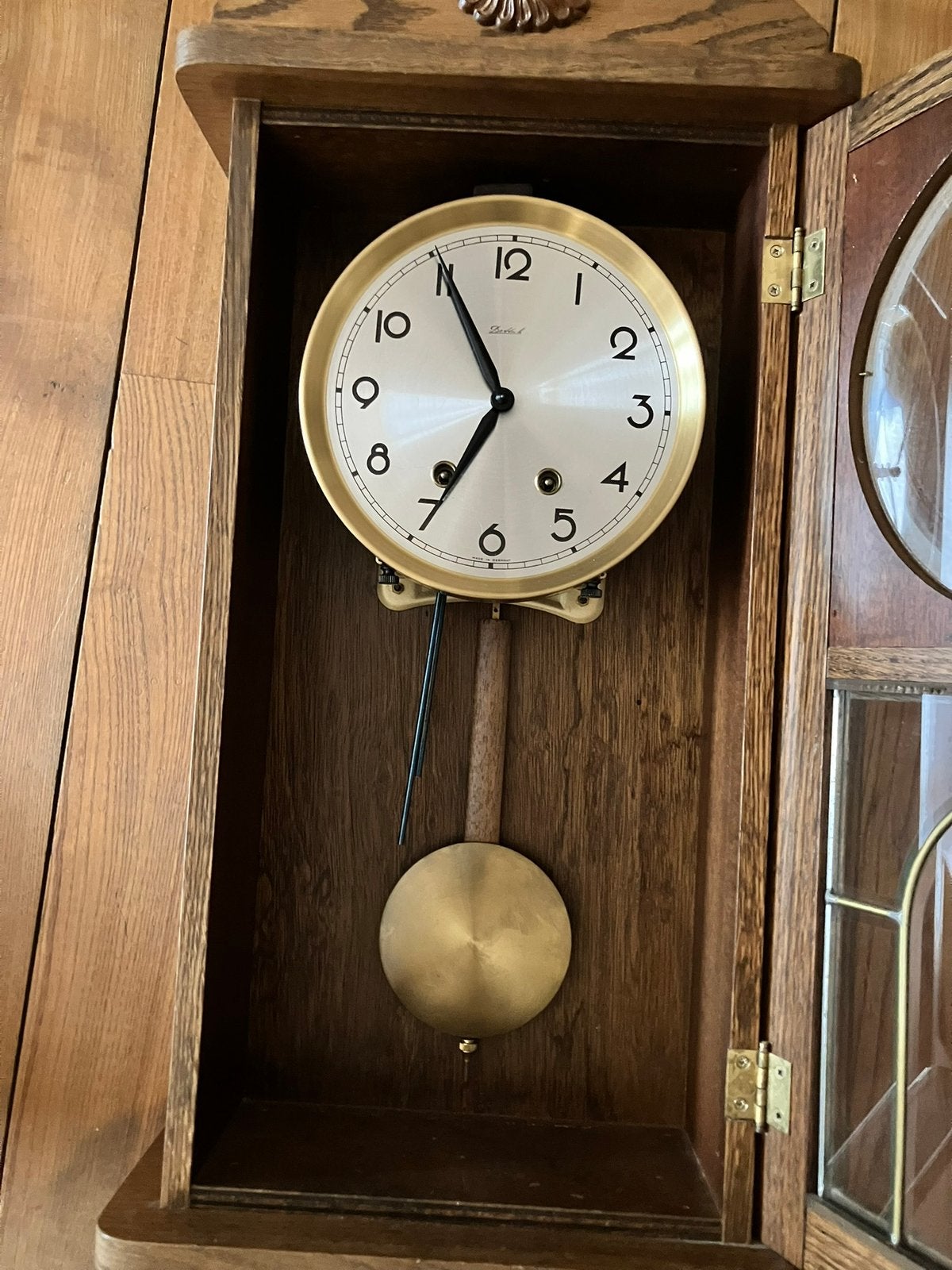 Vintage eiken wandklok, slinger, klok, antiek, goede staat, Ophalen