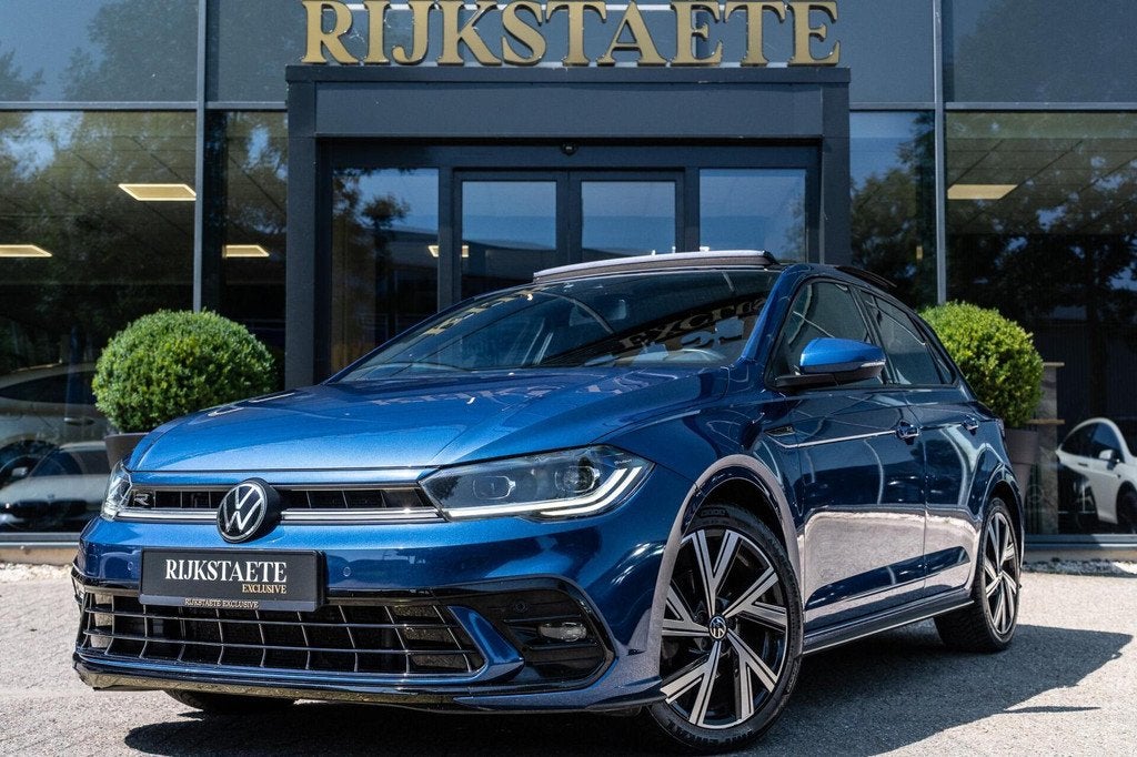 Volkswagen Polo 1.0 TSI R-Line|PANO|IQ LED|CAMERA|ACC|18'', Gebruikt, Blauw, Bedrijf, 600 kg