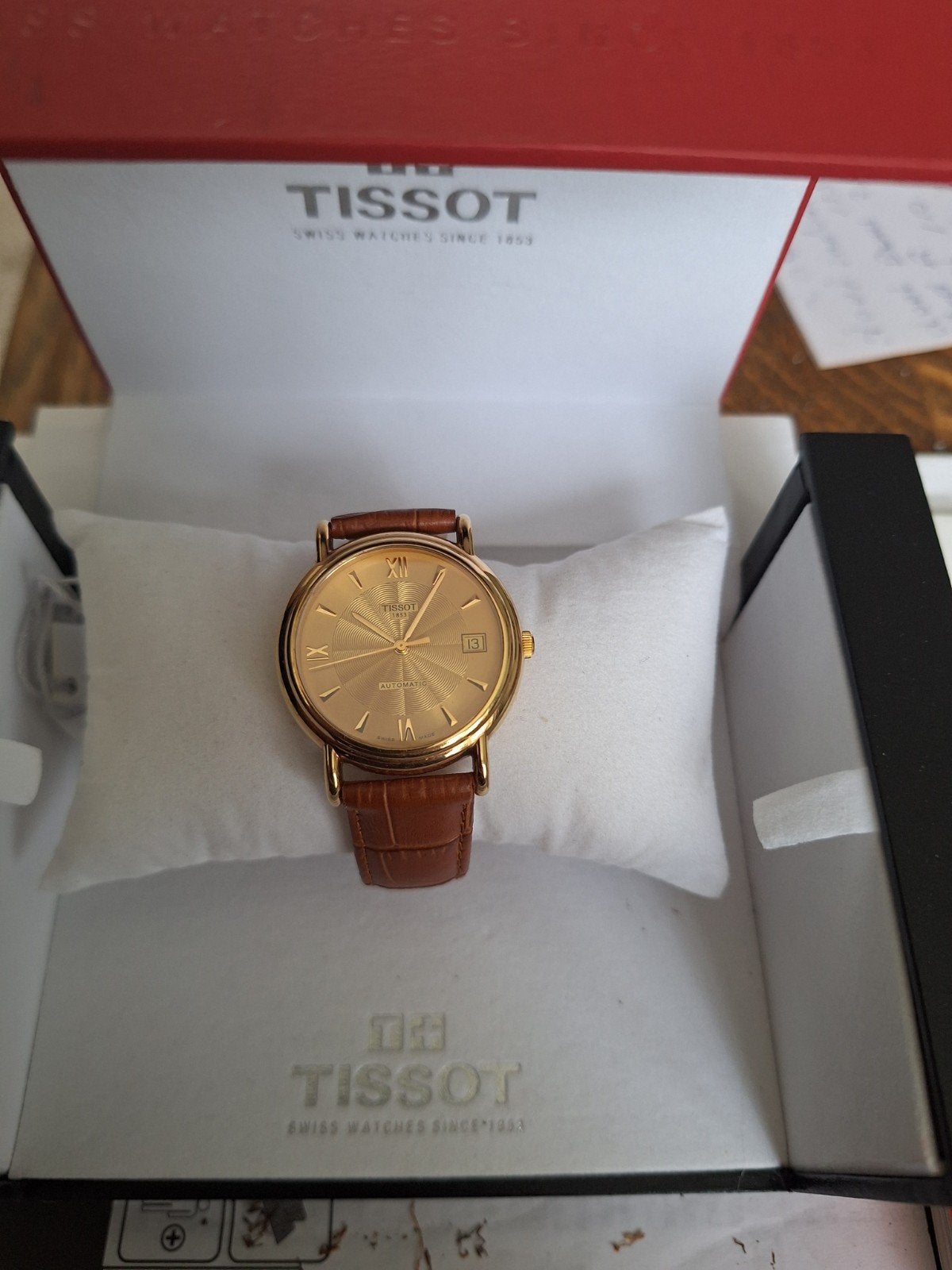 Tissot 18 krt horloge 1853, Overige merken, Leer, Ophalen of Verzenden, Zo goed als nieuw