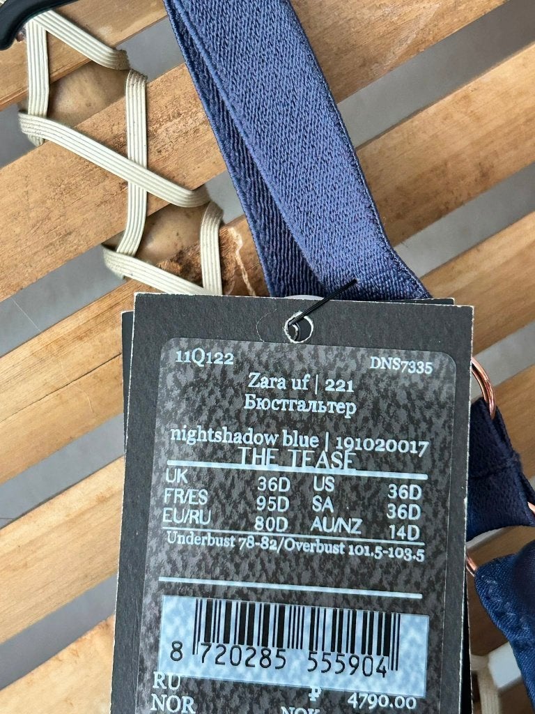 Hunkemöller Noir Collection Zara Bh - 80D, Hunkemöller, Ophalen of Verzenden, Blauw, BH