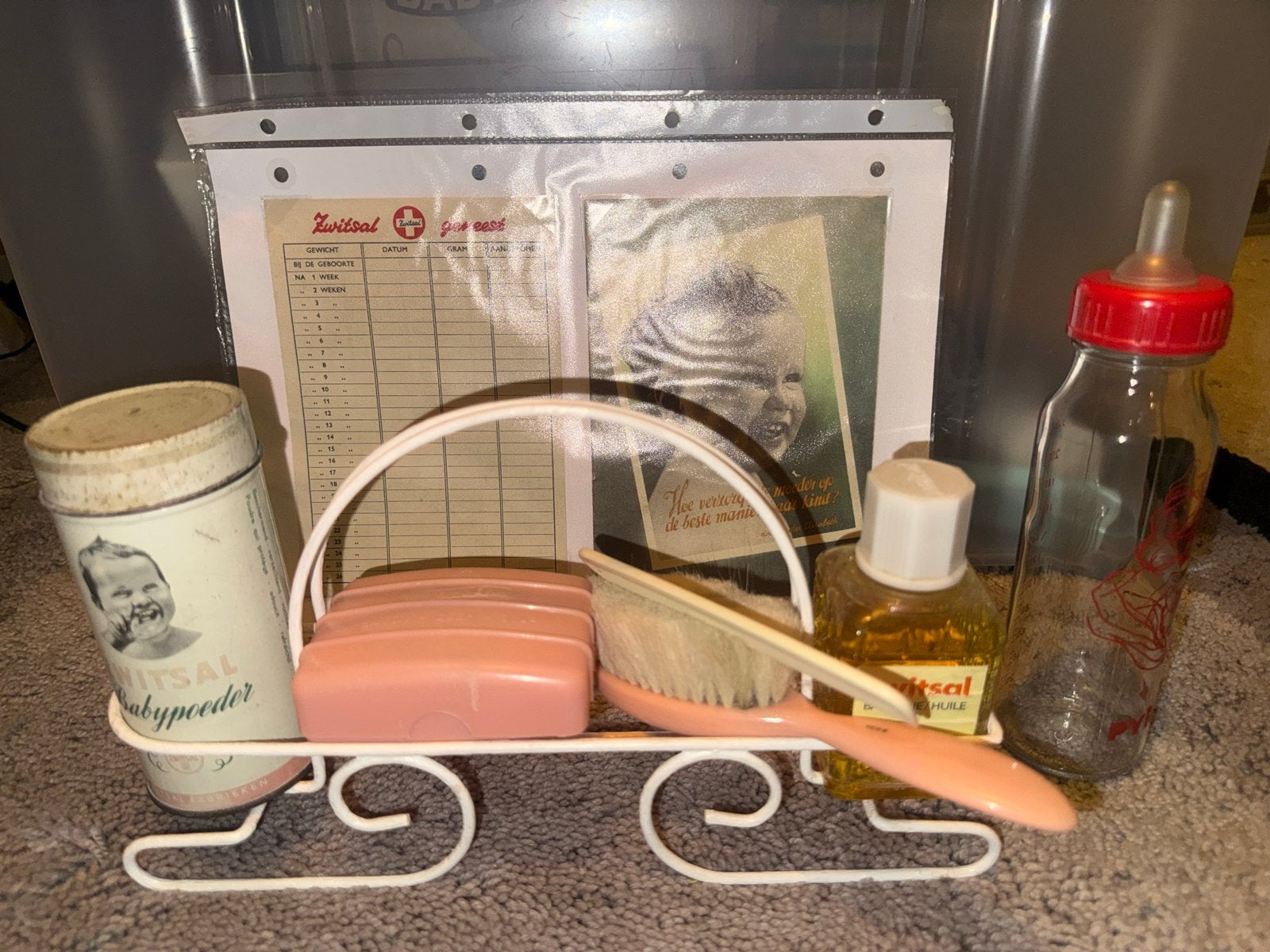 Vintage Zwitsal Babyverzorgingsset met accessoires, Verzenden, Gebruikt