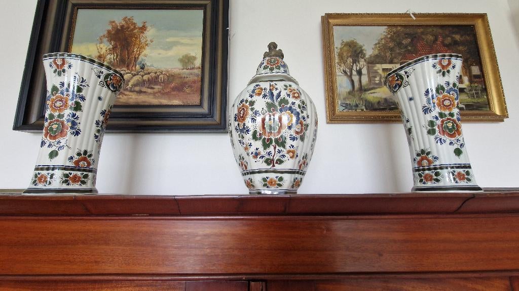 Delfts aardewerk kaststel polychrome met bloemendecor #187, Ophalen of Verzenden