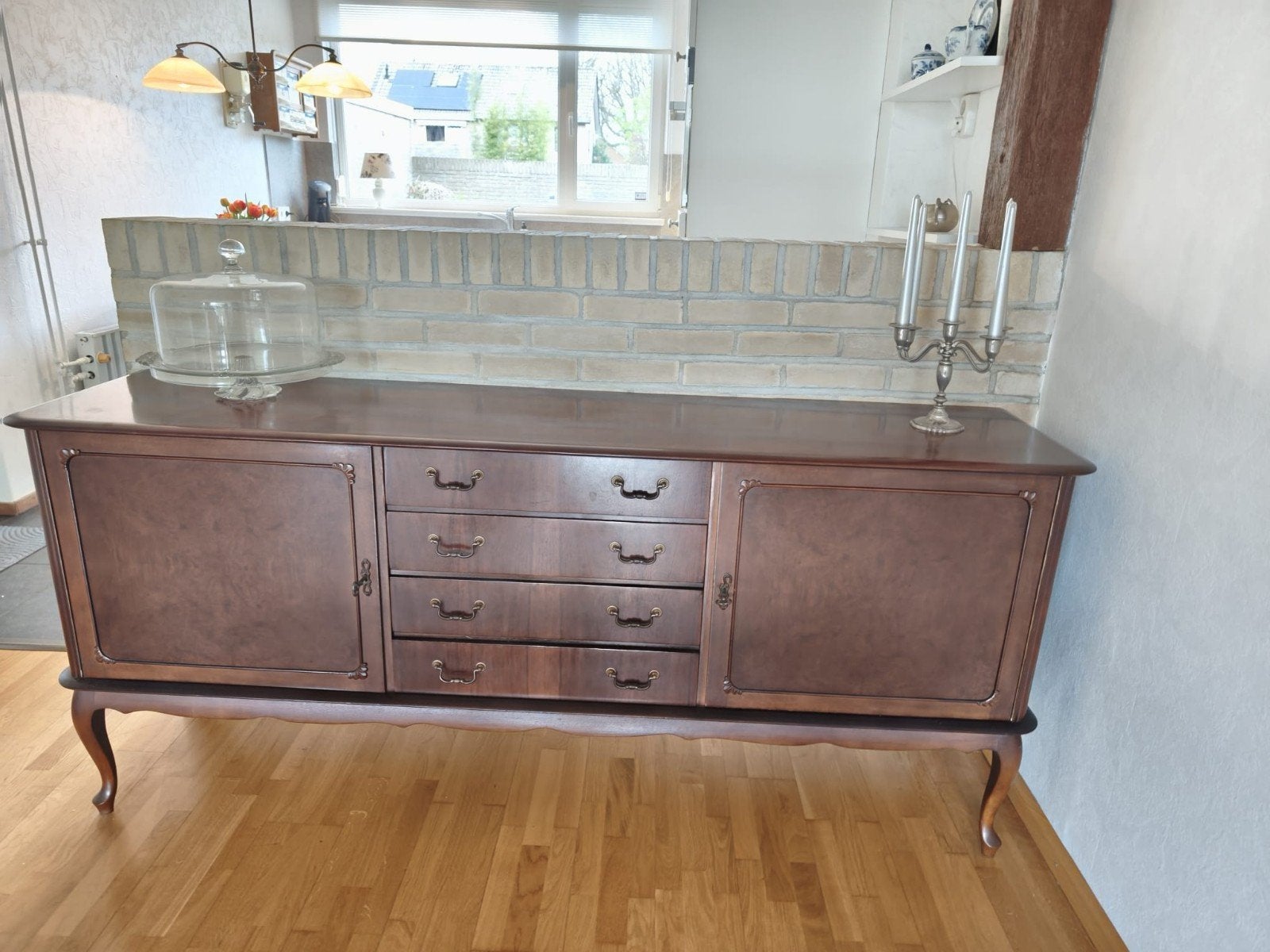 Vintage dressoir notenhout met lades en deuren - Klassiek de, Ophalen, Gebruikt, 150 tot 200 cm, Klassiek, Vintage