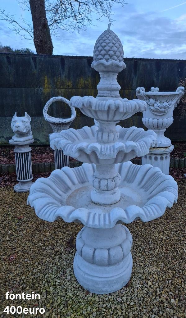 Fontein 3schaal  beton, Tuin en Terras, Ophalen, Nieuw, Beton, Fontein