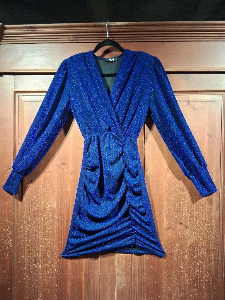 Feestelijke glitterjurk blauw zwart M Most Wanted, Maat 38/40 (M), Blauw, Cocktailjurk, Ophalen of Verzenden