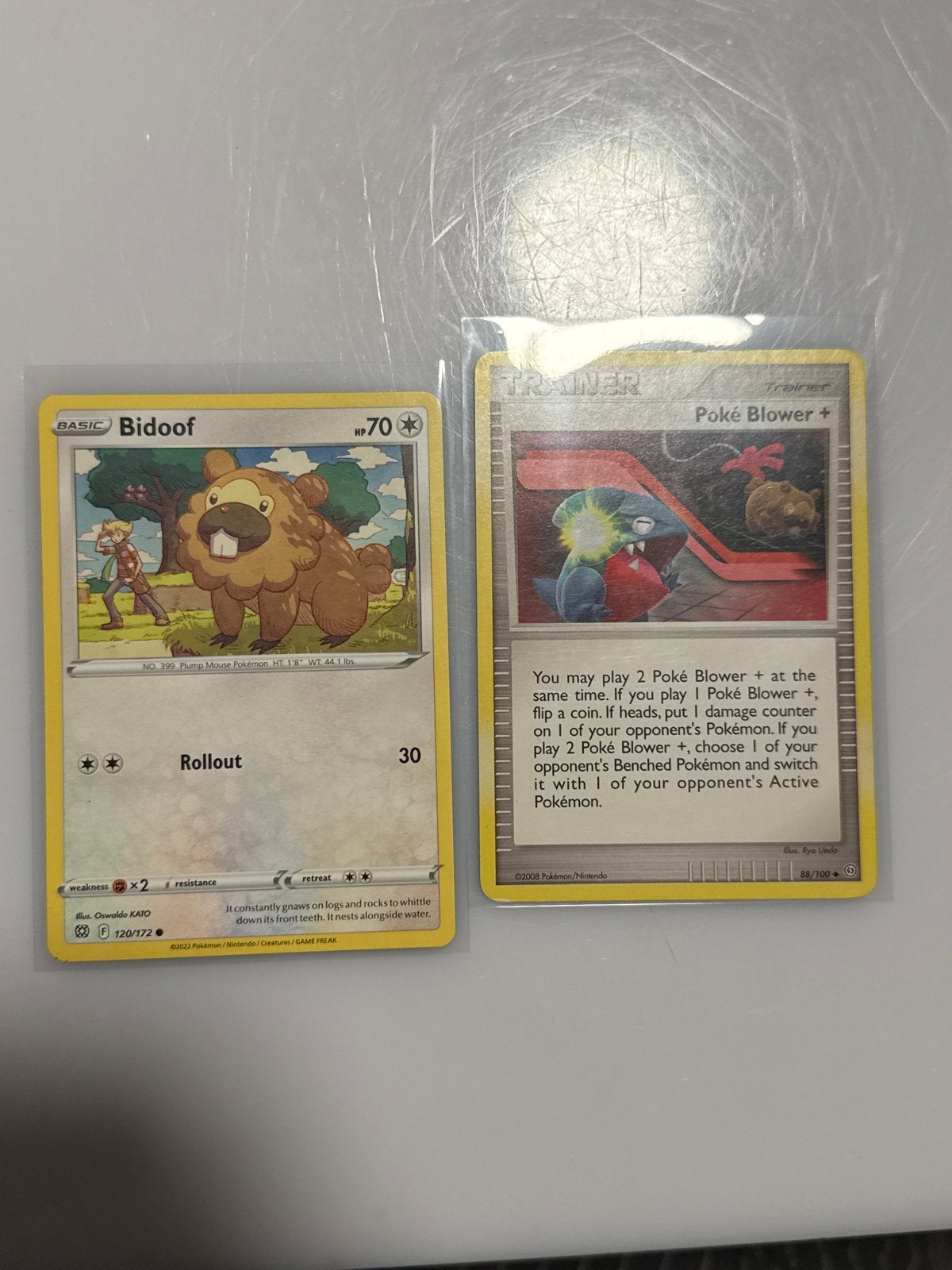 Pokémon Kaarten: Bidoof en Poké Blower +, Ophalen of Verzenden, Zo goed als nieuw, Meerdere kaarten