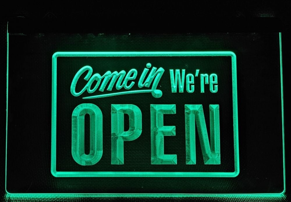 Come in we're Open groen led reclame ledlamp wanddeco lamp