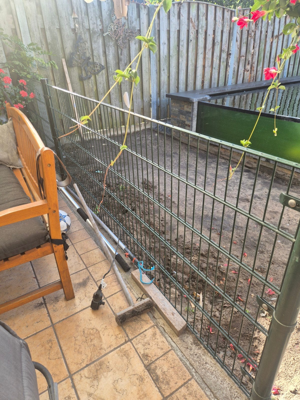 Groen Dubbelstaafmat Hekwerk - Gebruikt, Tuin en Terras, Ophalen, Gebruikt, IJzer, Dubbelstaafmat hekwerk