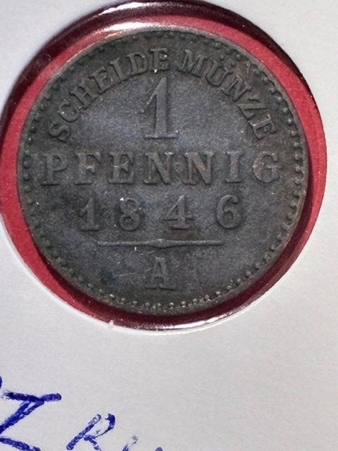 Schwarzburg-Sonderhausen 1 pfenning 1846 A, Verzenden, Duitsland, Losse munt
