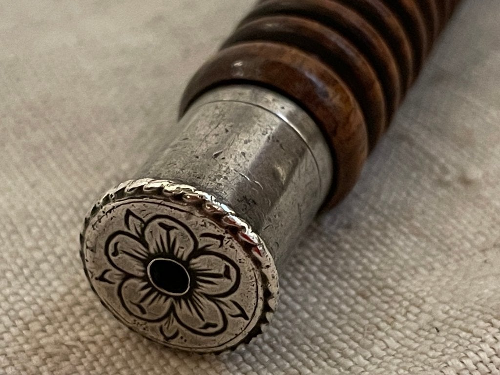 antieke breischede  naaigerei hout met zilver volkskunst, Antiek en Kunst, Ophalen of Verzenden, Zilver