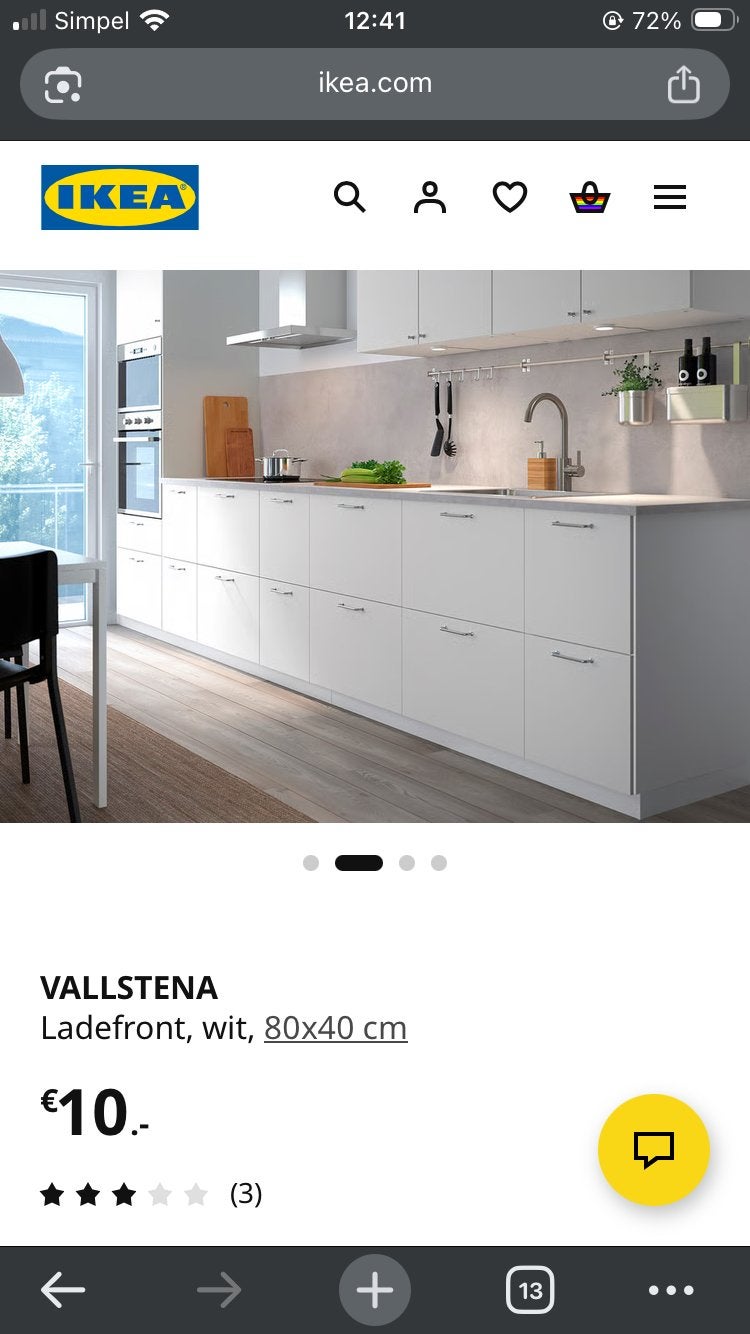 2x IKEA VALLSTENA Ladefront wit 80x40 cm (met boorgaten), Ophalen, Gebruikt