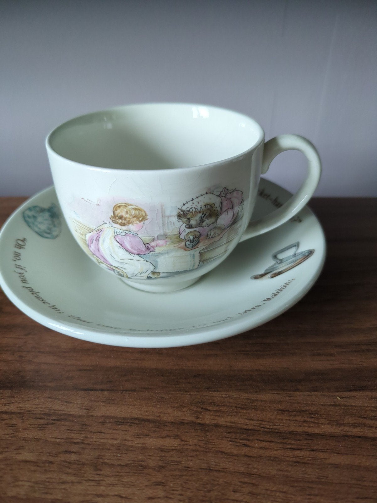 Beatrix Potter kop met Schotel - Mrs. Tiggy-Winkle, Ophalen of Verzenden