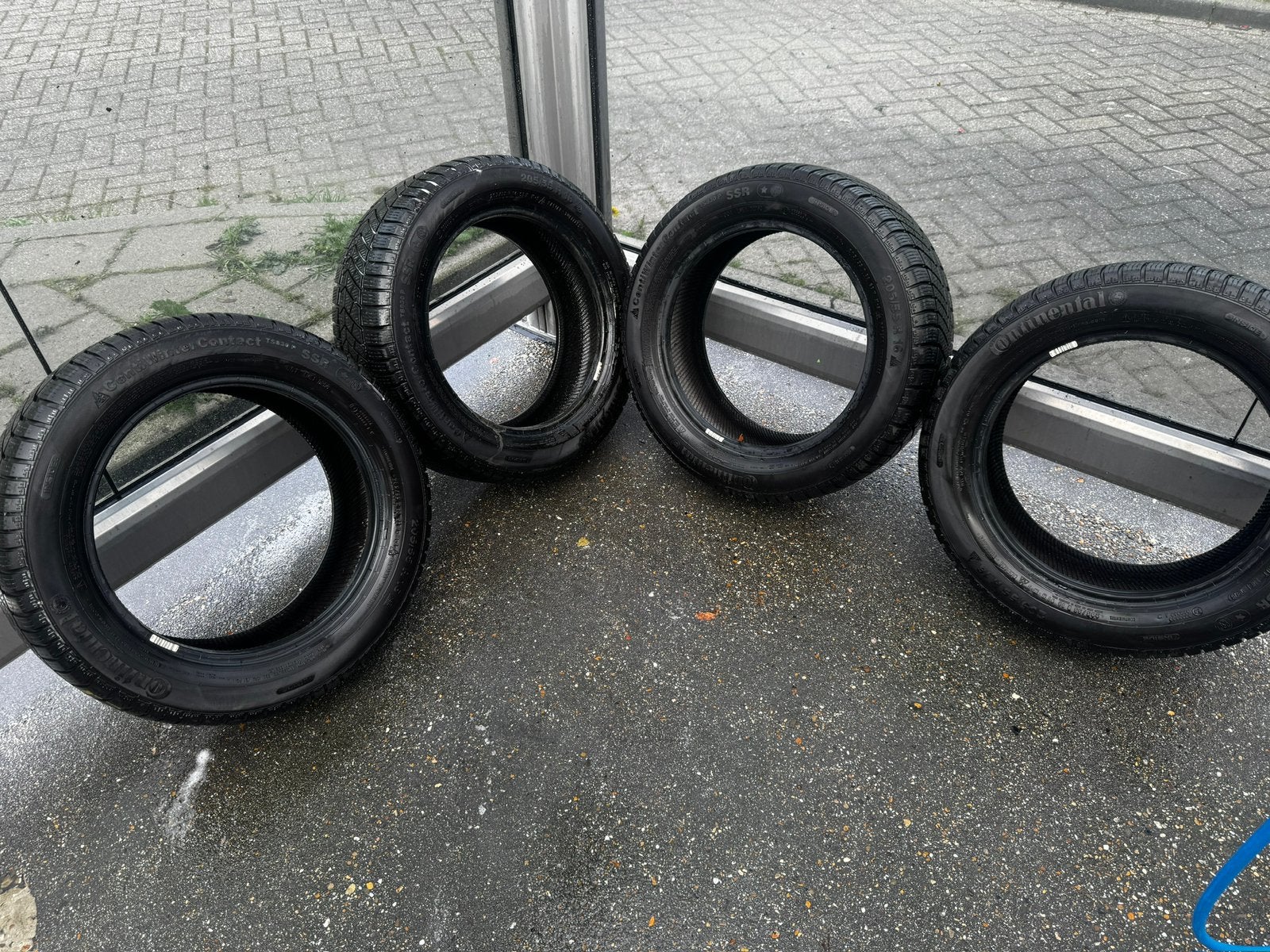 4x Continental winterbanden 205/55 R16 TS830 P SSR runflat, Ophalen, Gebruikt, 16 inch, Band(en)