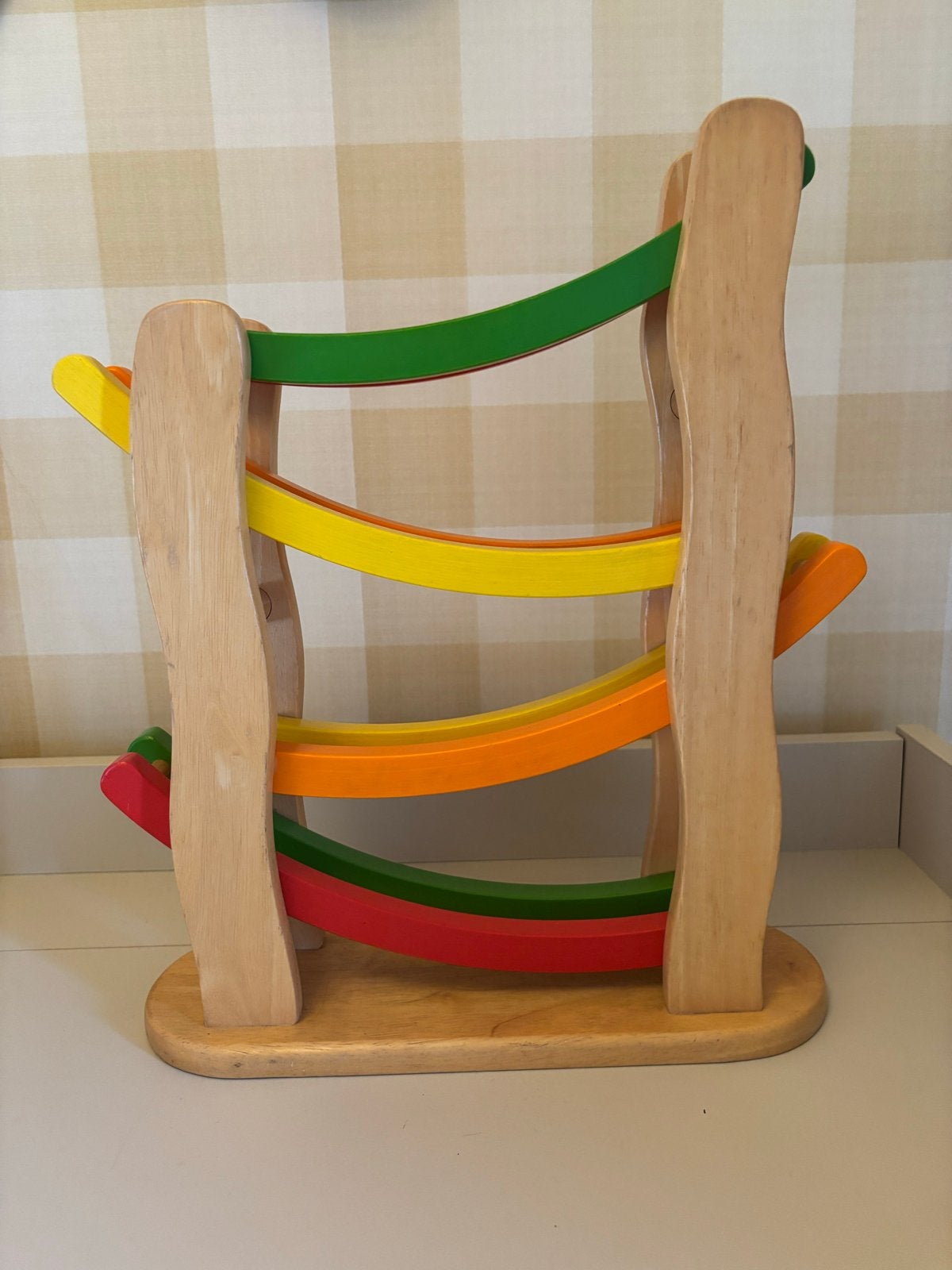 Houten gekleurde racebaan knikkerbaan (speelgoed) Haba, Ophalen of Verzenden, Gebruikt, Overige typen