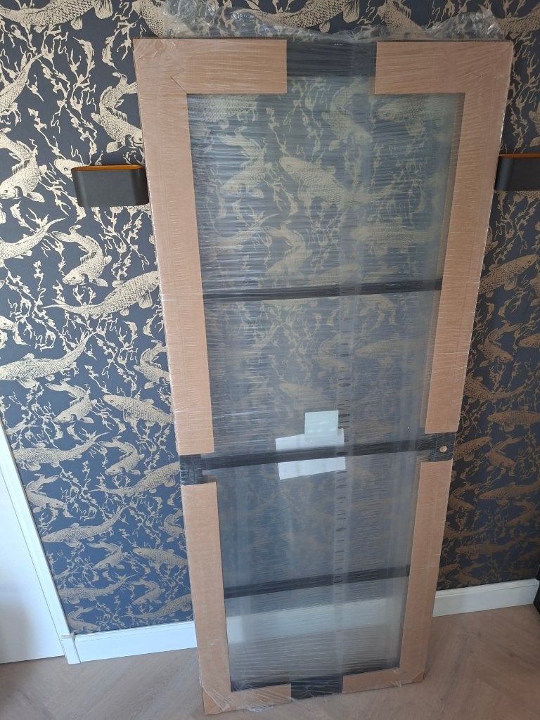 Binnendeur zwart met glas, Doe-het-zelf en Verbouw, Deuren en Horren, Ophalen, 80 tot 100 cm, Binnendeur, Nieuw