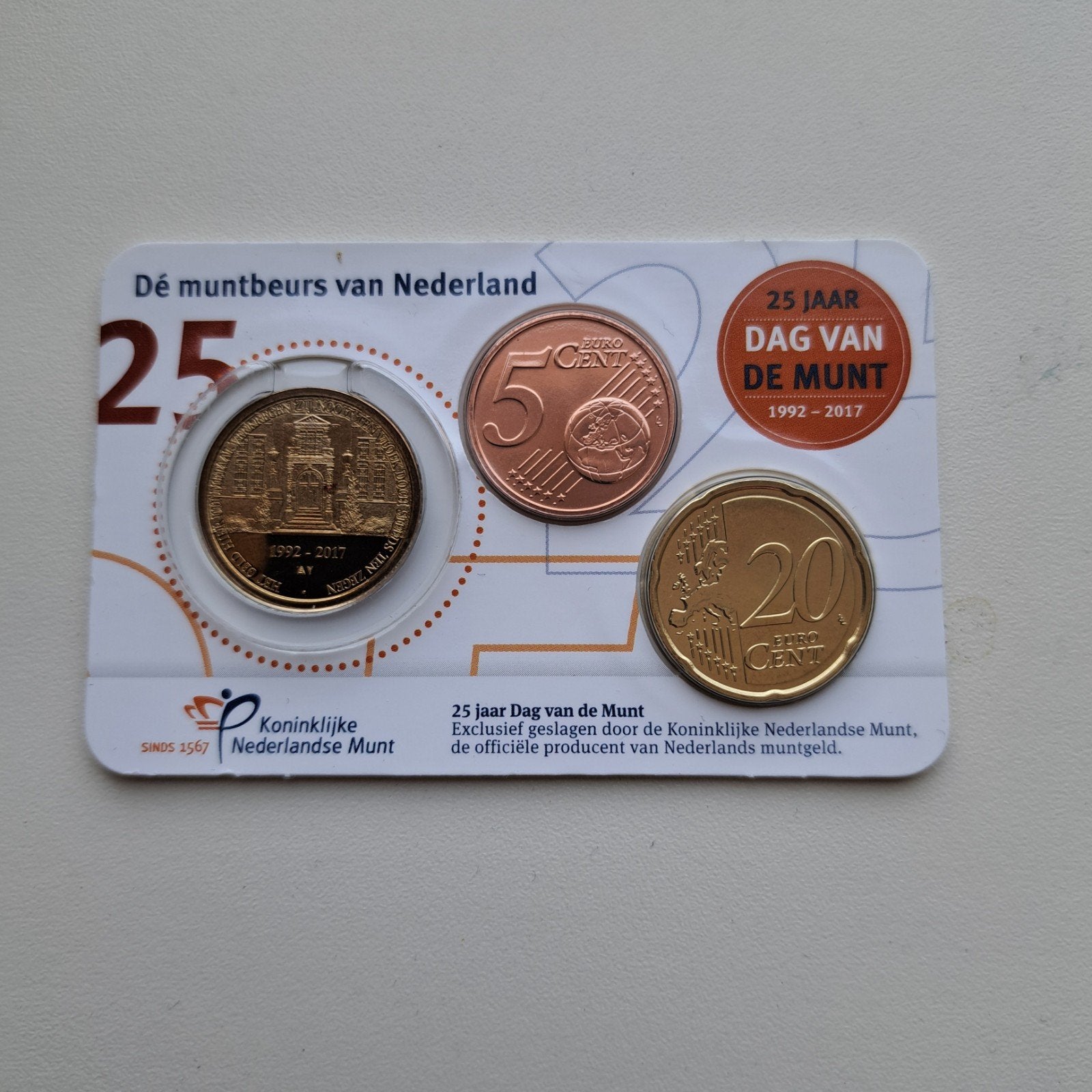 Coincard 25 jaar Dag van de Munt KNM 1992-2017, Postzegels en Munten, Munten | Nederland, Ophalen of Verzenden, Setje