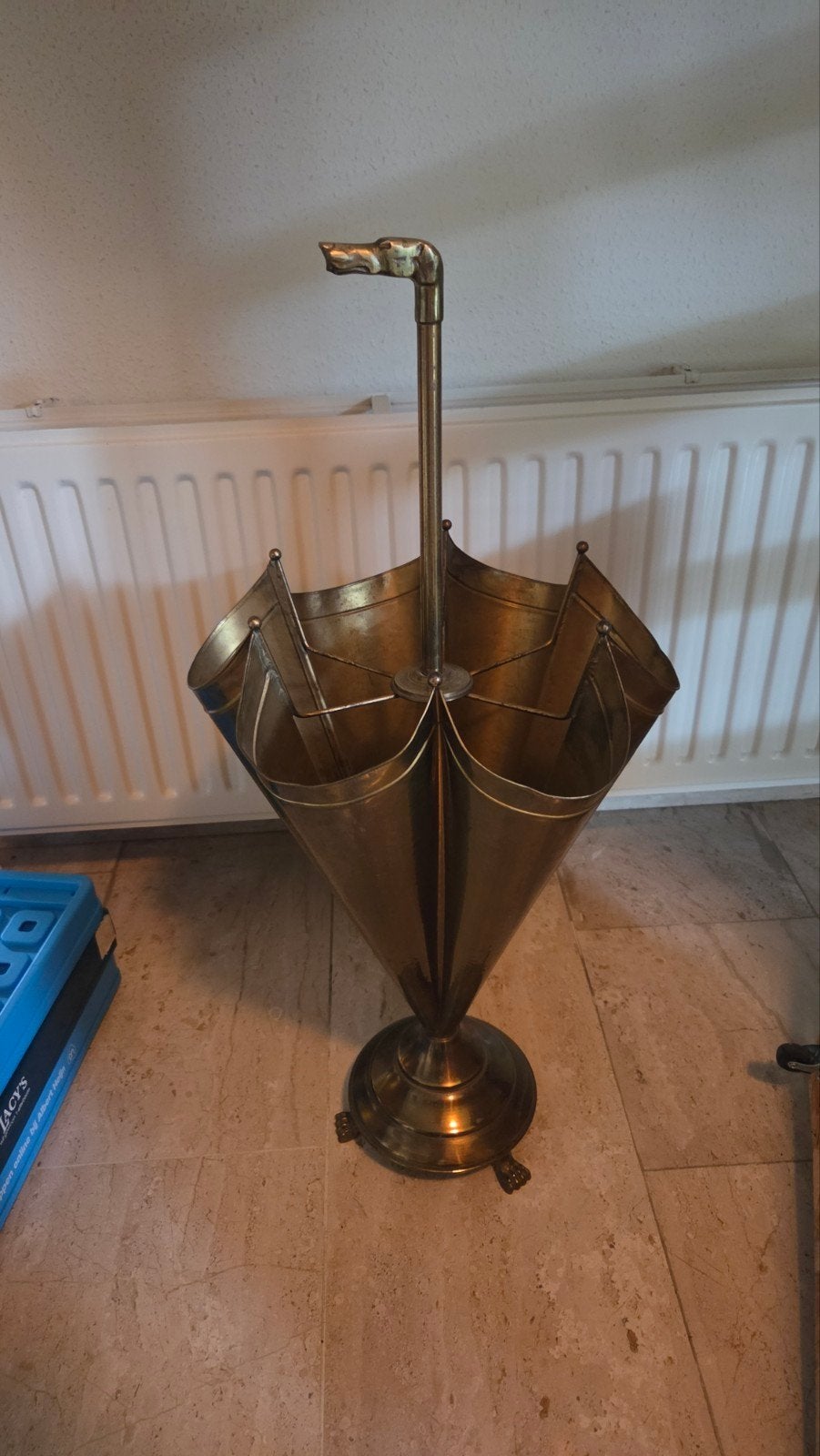 Antieke messing paraplubak in de vorm van een paraplu, Ophalen