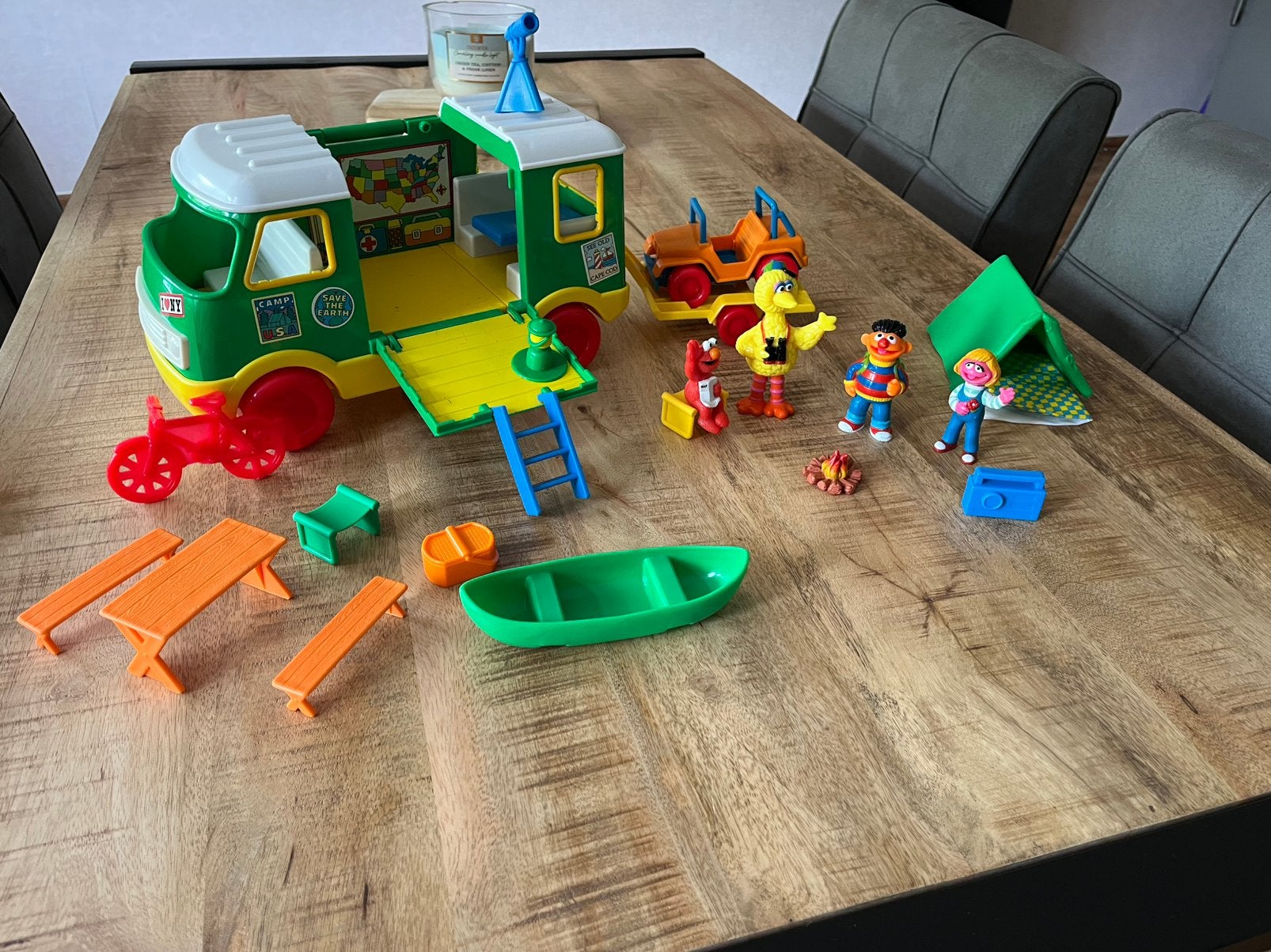 | Vintage Sesamstraat Camper | Incl. Accessoires |, Ophalen of Verzenden, Gebruikt