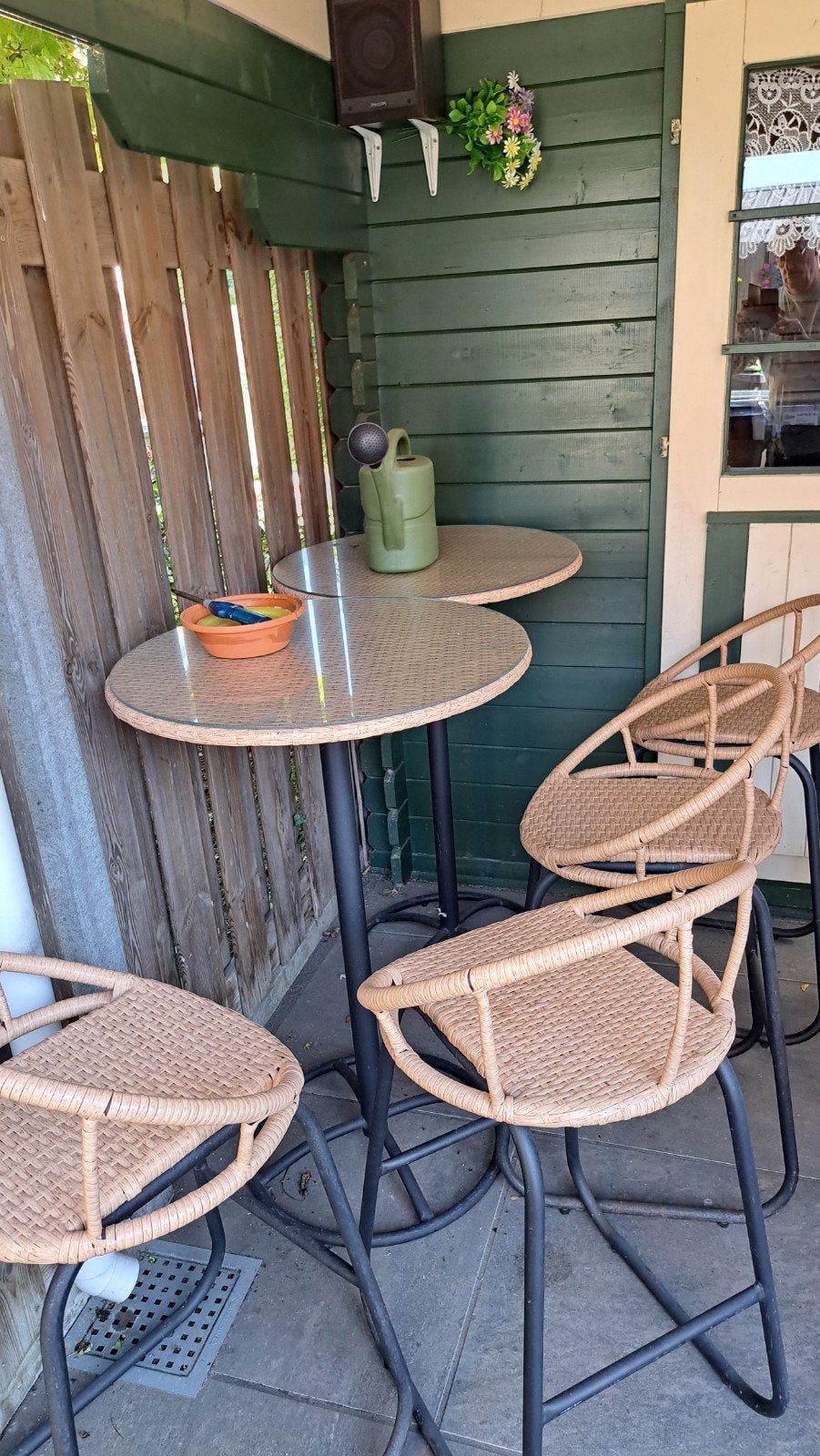 Set van 4 Wicker Barkrukken en 2 bartafels, Ophalen, Gebruikt, Rond, Wicker