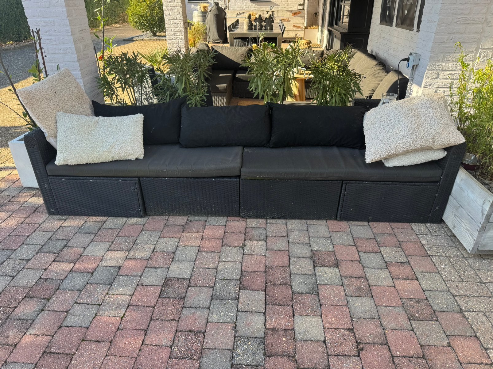 4-zits wicker loungebank, Ophalen, Gebruikt, Wicker