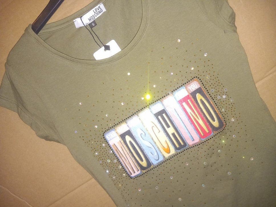 Mooi army green meisjes/dames t shirt met diamantjes, Nieuw, Ophalen of Verzenden, Korte mouw, Maat 34 (XS) of kleiner