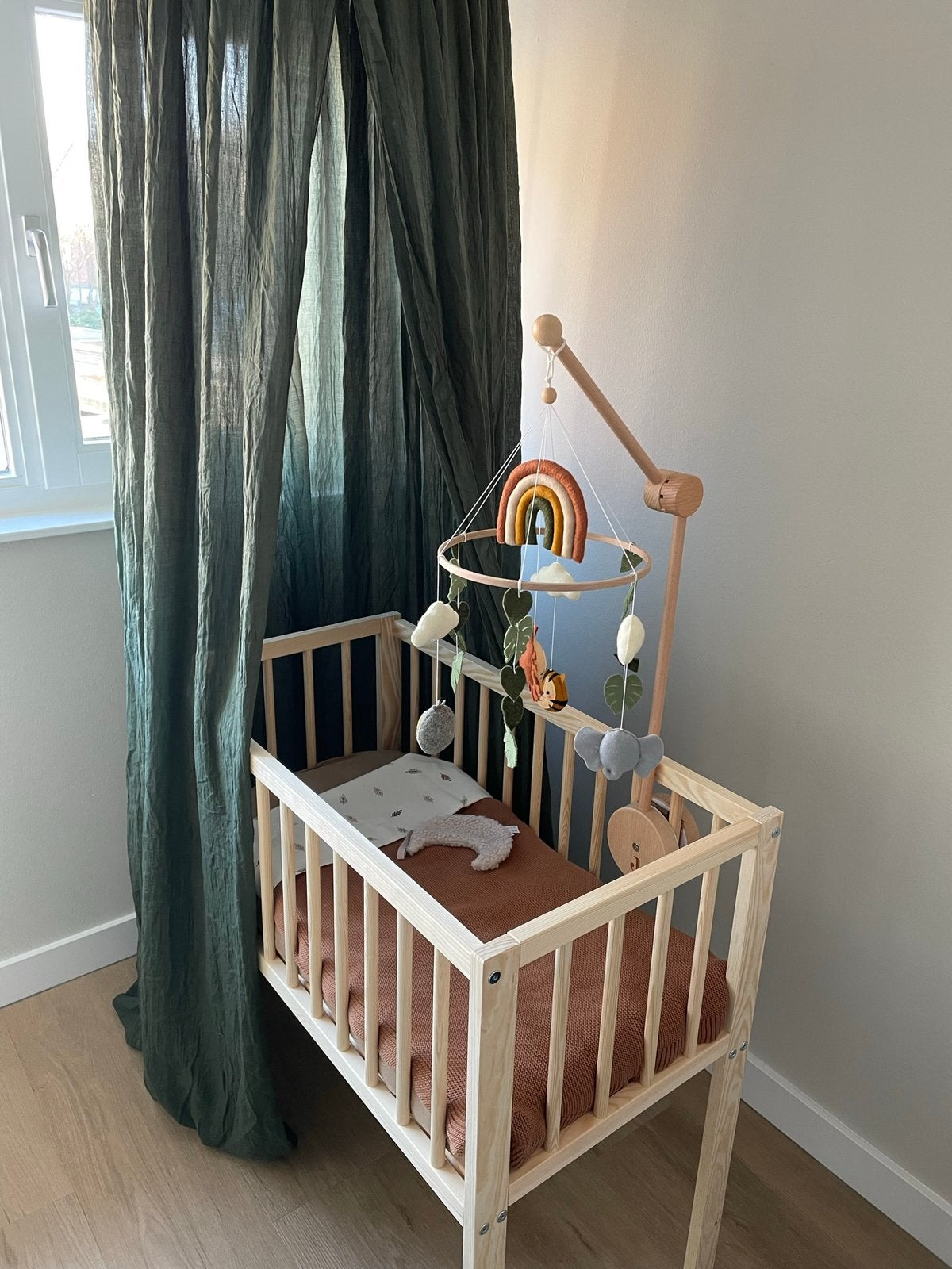Wieg / Co-sleeper Bedside Open 40x80 Naturel met matras, Ophalen, Zo goed als nieuw, Minder dan 140 cm, Matras