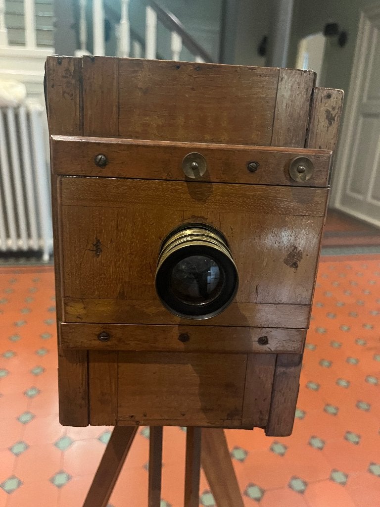 Antieke houten platencamera met Manufrance statief, Antiek en Kunst, Antiek | Gereedschap en Instrumenten, Ophalen