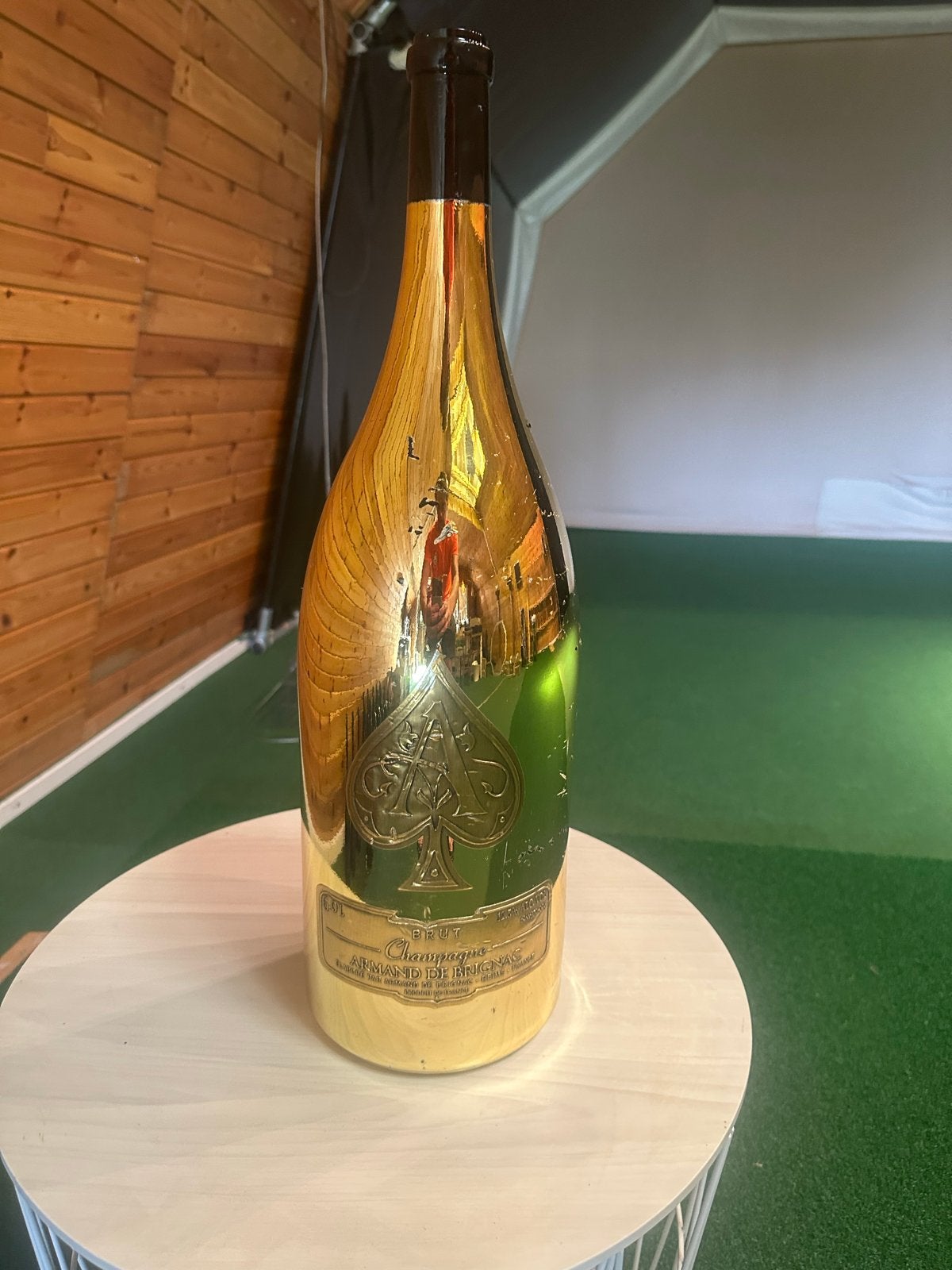 Lege Armand de Brignac fles voor decoratie (6000 ml), Gebruikt, Ophalen of Verzenden, Glas, Goud
