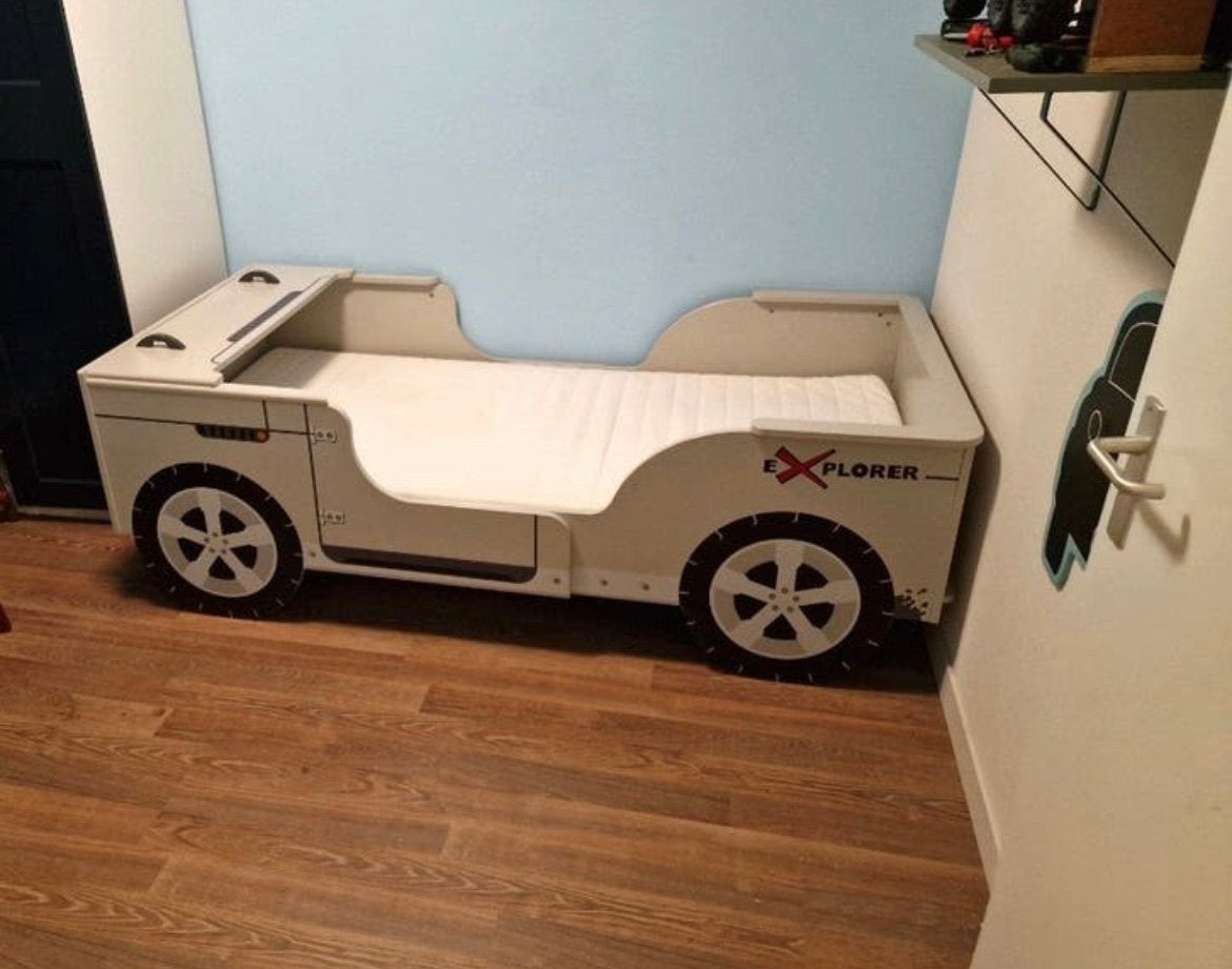 Jeep bed, Ophalen, 85 tot 100 cm, Gebruikt, Lattenbodem