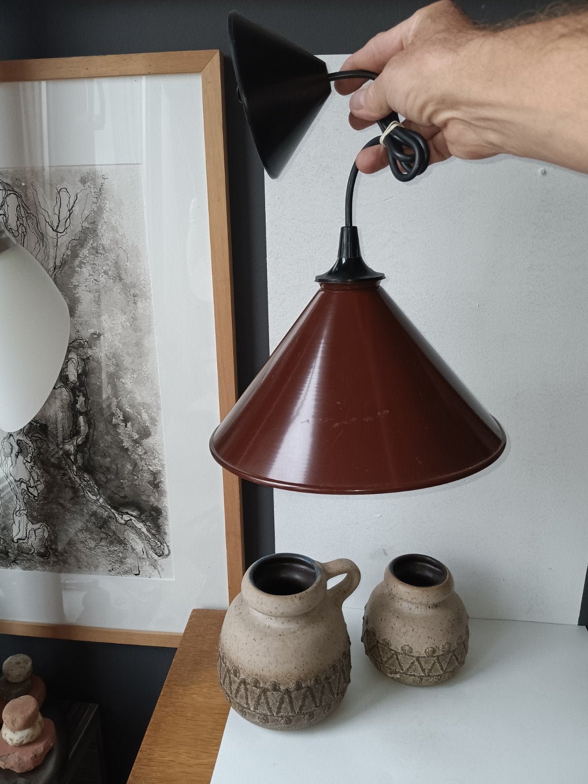 Authentieke vintage hanglamp met bakelieten fitting, Ophalen of Verzenden, Huis en Inrichting