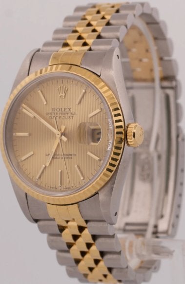 Rolex Datejust 16233 18k goud met staal / tapestry dial, Ophalen, Rolex, Polshorloge, Zo goed als nieuw