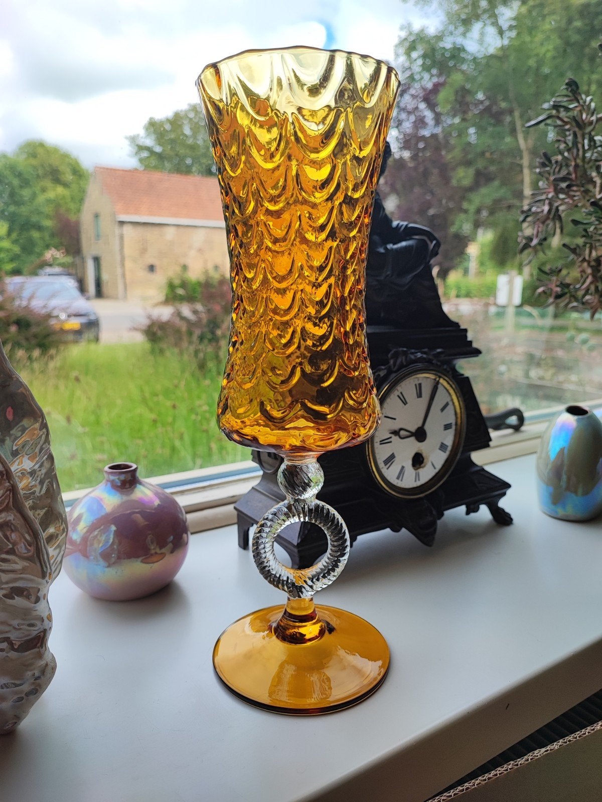 Empoli Stelvia, Bromoli, Hirschberg Amber honing goud vintag, Handgemaakt, Ophalen of Verzenden, Goud, Glas