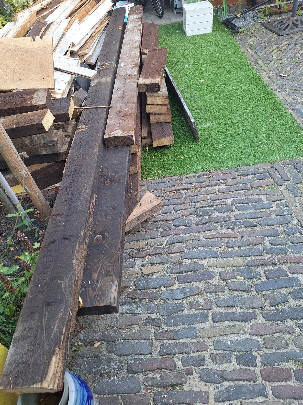 massief houten balken, Doe-het-zelf en Verbouw, Hout en Planken, Gebruikt, Balk, Overige houtsoorten, Ophalen