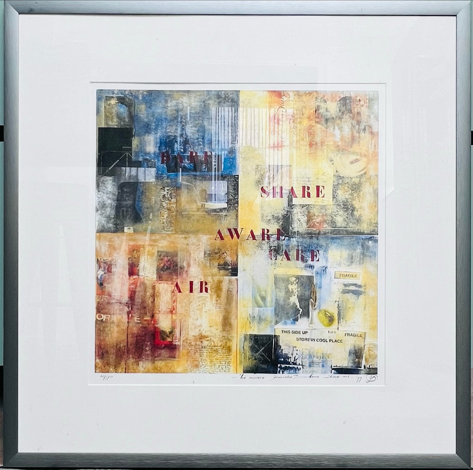 Zeefdruk 'Be Aware' van Hanneke Brandsma, ingelijst, Antiek en Kunst, Kunst | Litho's en Zeefdrukken, Ingelijst, Ophalen, Abstract