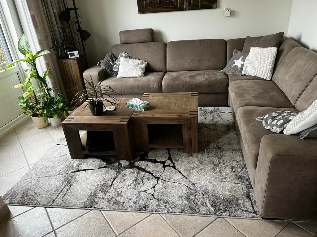 Modern Vloerkleed met Abstract Patroon - Grijs/Beige 290x200, 150 tot 200 cm, Ophalen of Verzenden, Grijs, Rechthoekig