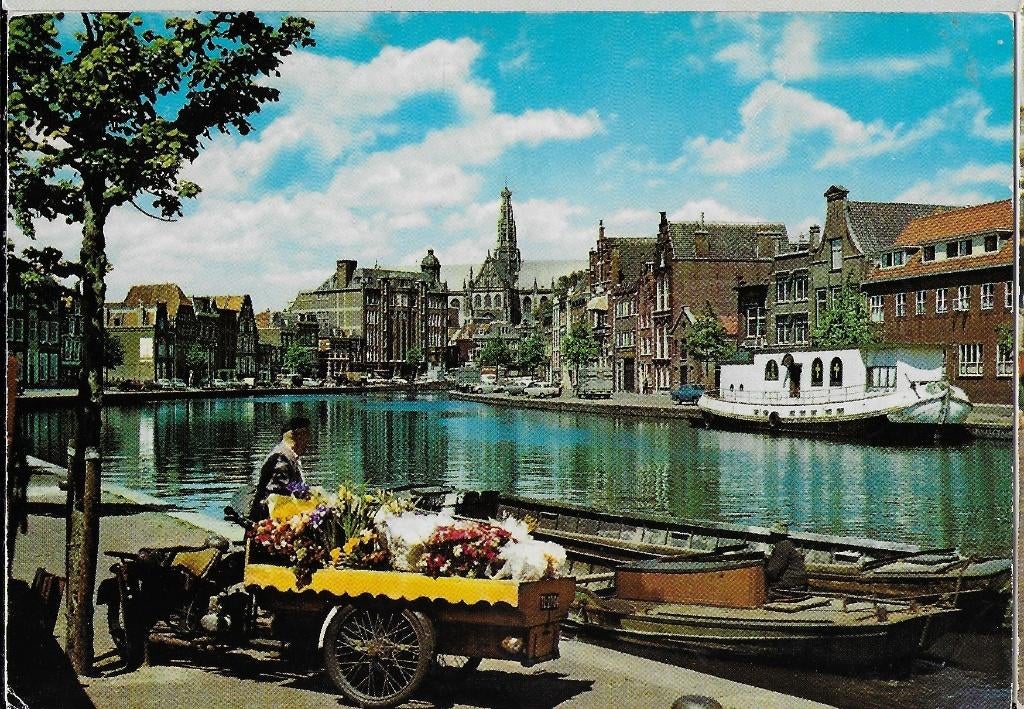 Q2295 gelopen ansichtkaart haarlem spaarne, Ophalen of Verzenden, 1980 tot heden, Gelopen