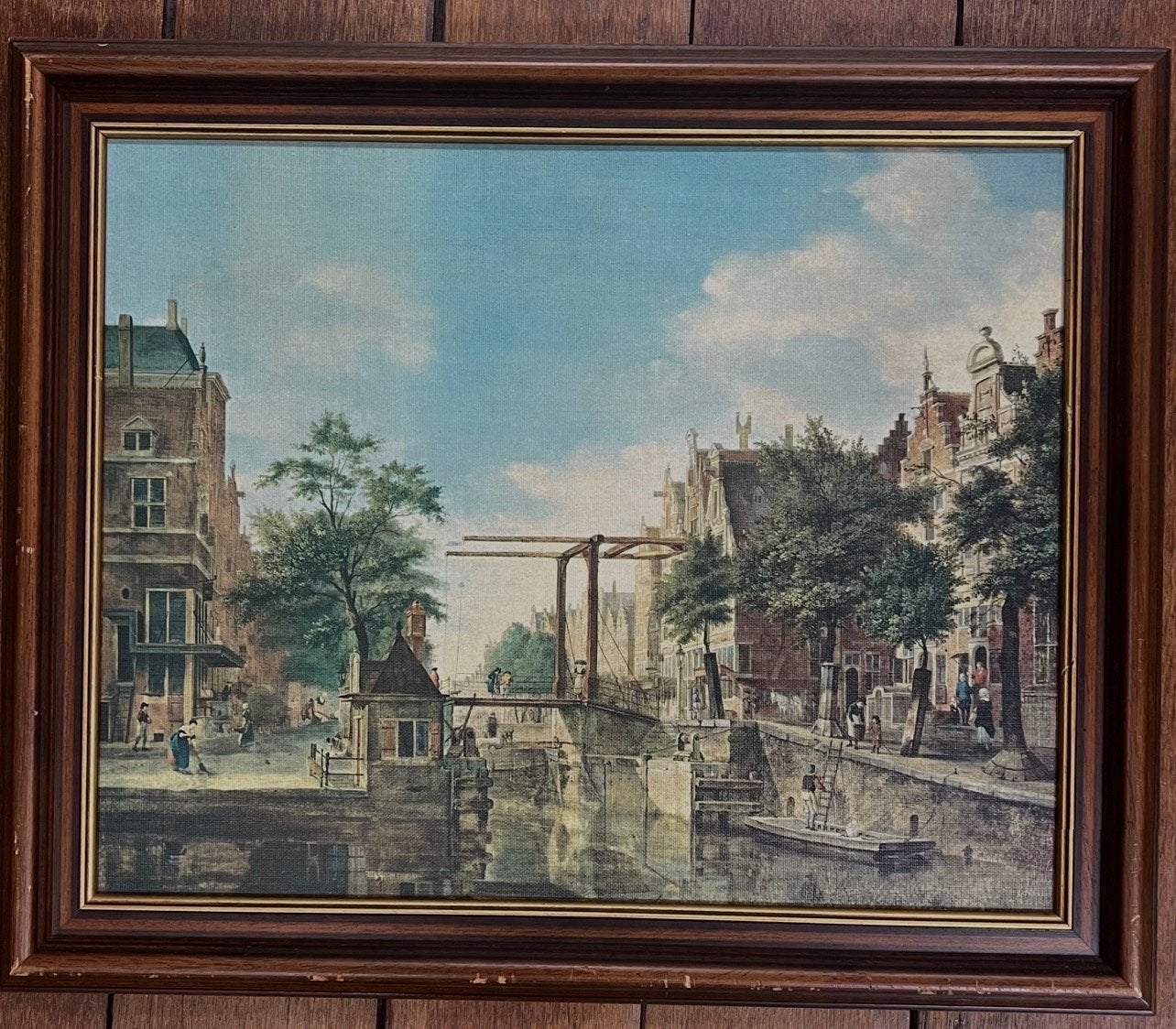 Klassiek Stadsgezicht Amsterdam - Kunsthandel van Schip, Paneel, Ophalen of Verzenden, Klassiek, Print