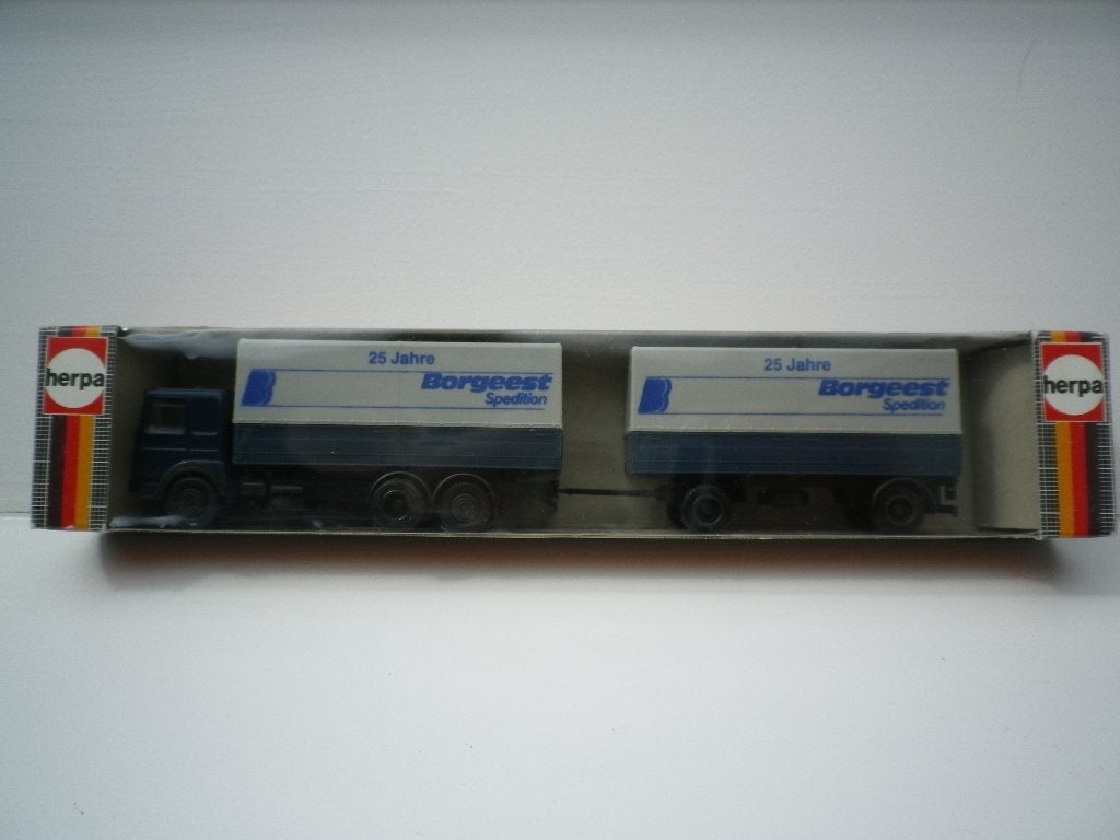 Herpa Man F8 huifcombinatie Borgeest spedition, Ophalen of Verzenden, Zo goed als nieuw, Bus of Vrachtwagen, Herpa
