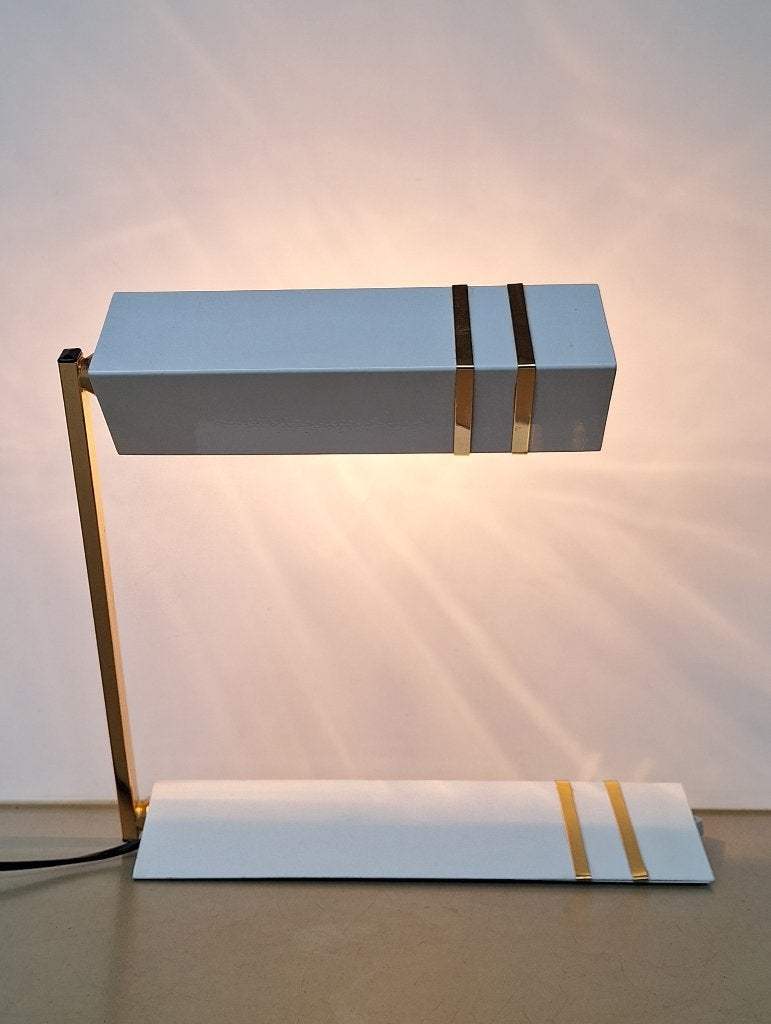 div. vintage Italiaans design tafellamp piano-lamp buro lamp, Huis en Inrichting, Goud, Ophalen of Verzenden, Bankierslamp, Design