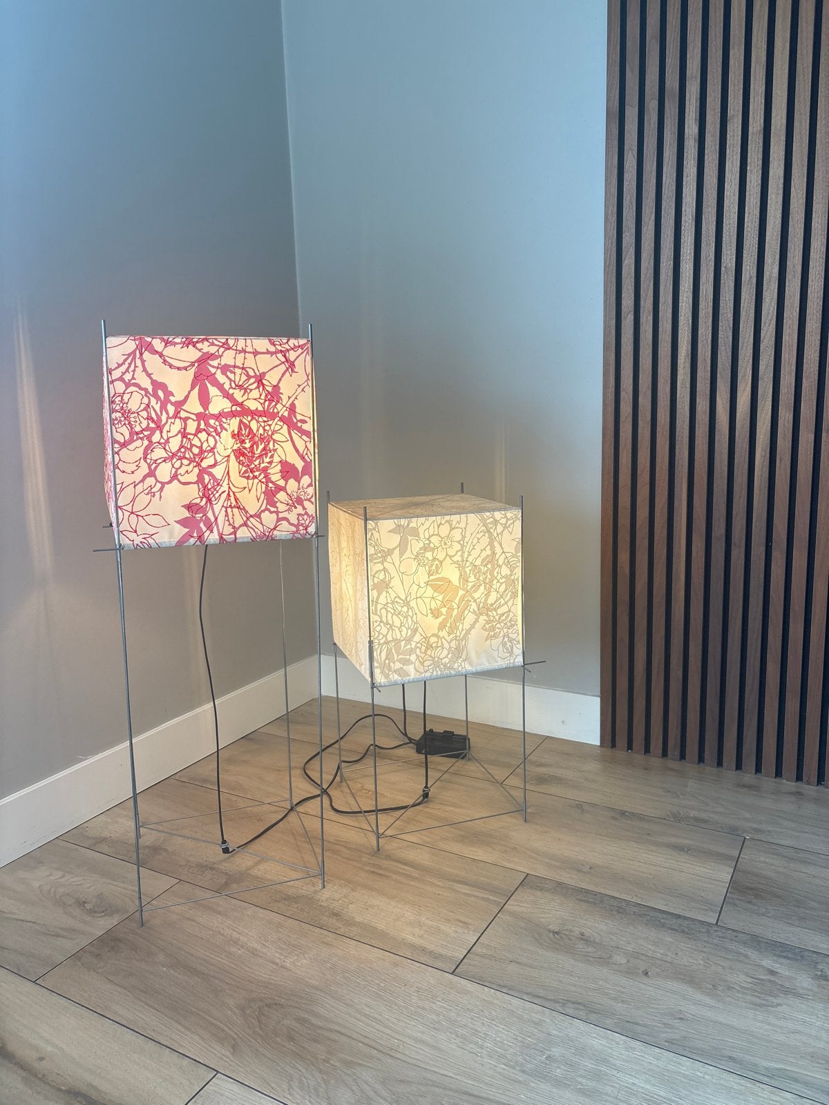 Lotek lampen met bloemenpatroon, Huis en Inrichting, Lampen | Vloerlampen, Ophalen, Gebruikt, Metaal, 100 tot 150 cm
