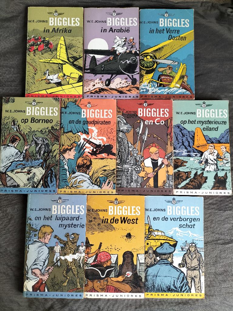 W.E. Johns - 10 boekjes uit de Biggles serie, Boeken, Avontuur en Actie, Ophalen of Verzenden, Zo goed als nieuw, W.E. Johns