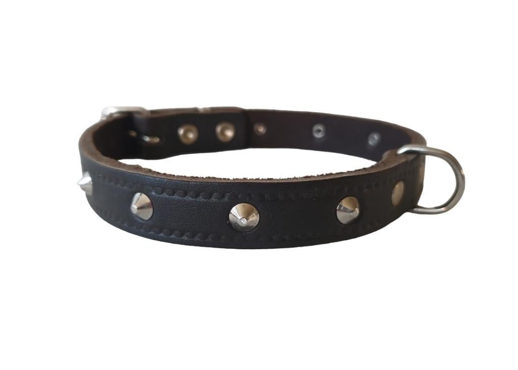 NOBBY Soft Lederen + Nop Halsband Bruin Nek 29-33 cm KOOPJE!, Ophalen of Verzenden, Nieuw