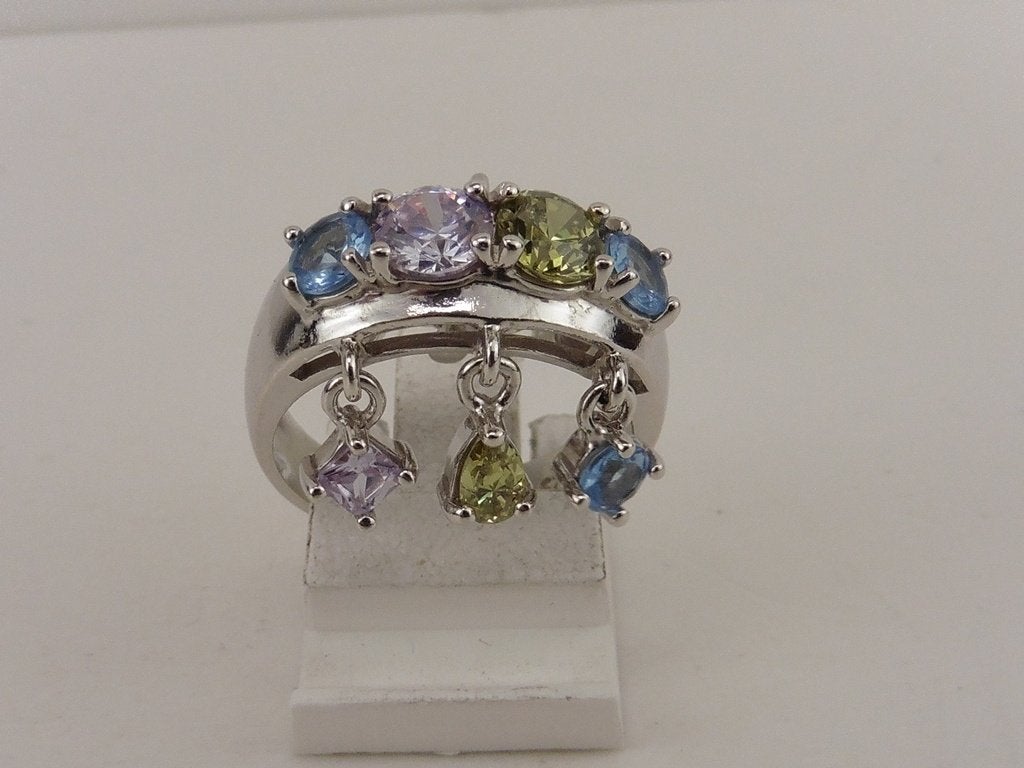 Zilveren damesring met zirkonia                          Z21, Gebruikt, ., Ophalen of Verzenden, Dame