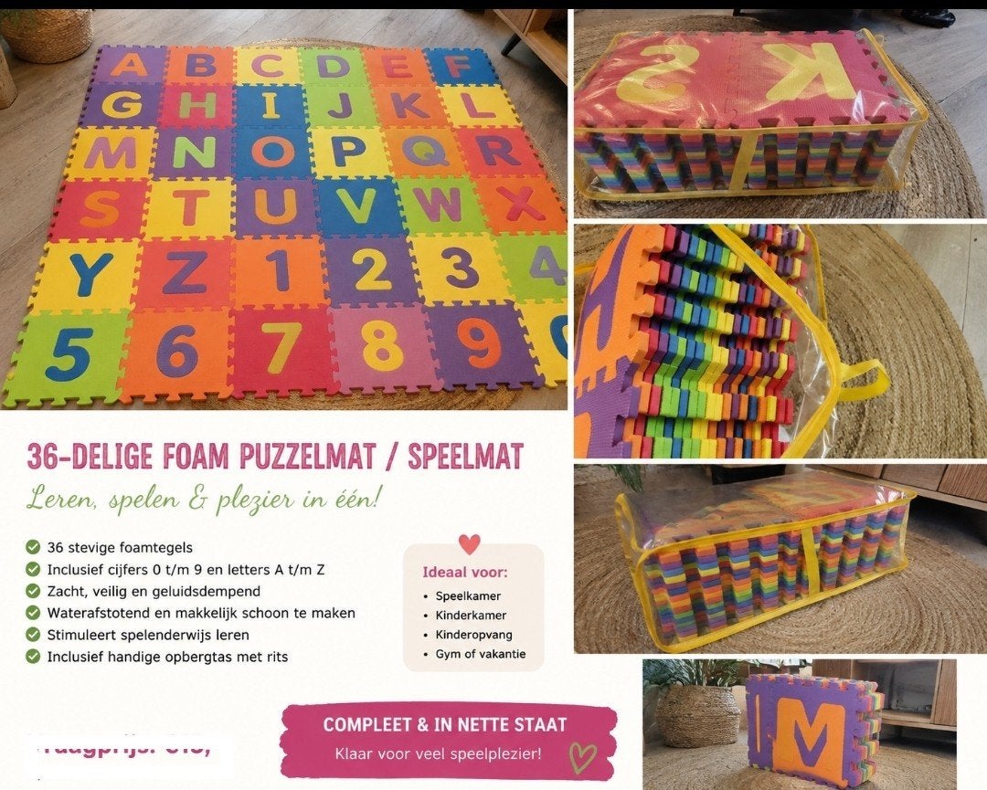 36-delige Foam Puzzelmat / Speelmat - Leren & Spelen, Kinderen en Baby's, Ophalen, Zo goed als nieuw, Knutselen
