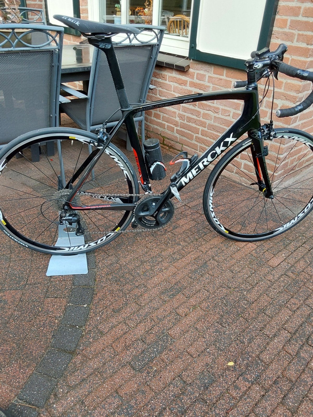 Eddy Merckx fiets.Zeer weinig gebruikt.Zwart,rood,en witte., Carbon, Heren, Zo goed als nieuw, Meer dan 20 versnellingen